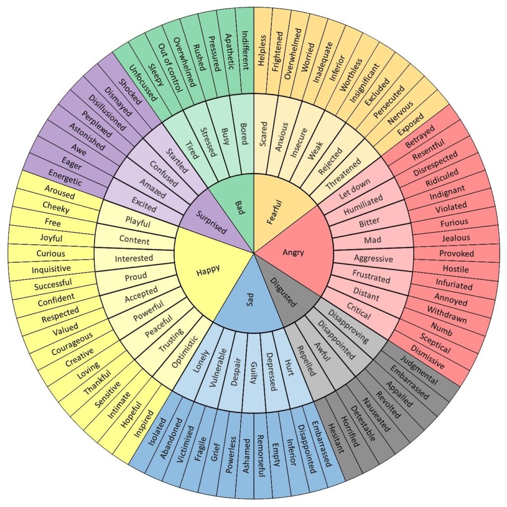 Emotional Wheel graphic in assisting accessing the heart through the body