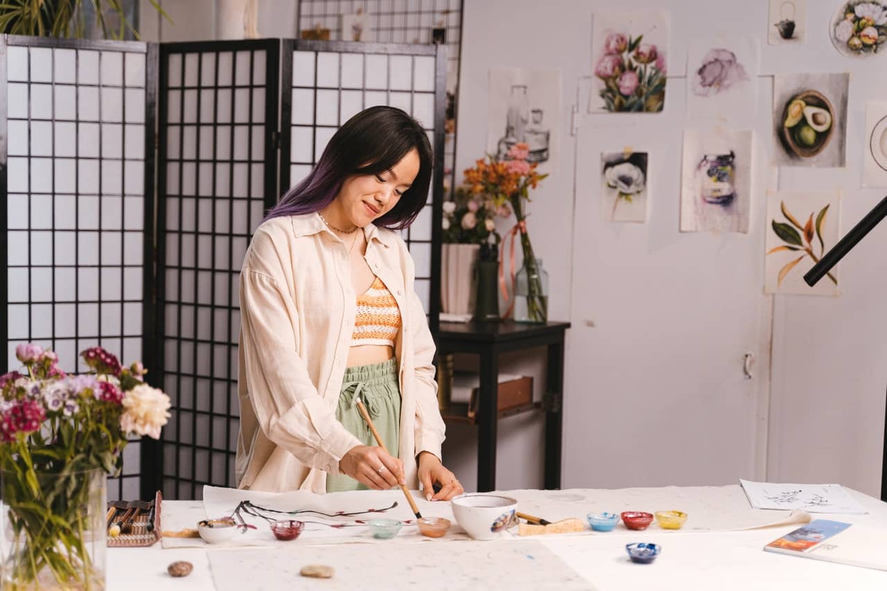 A creative Libra in her art room