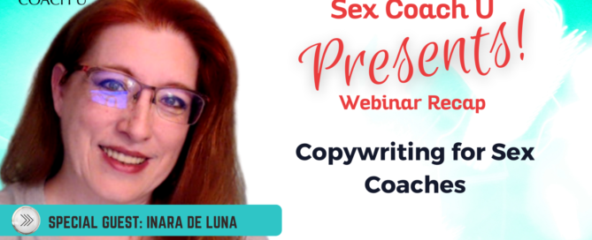 graphic depicting the webinar presentation about copywriting for sex coaches