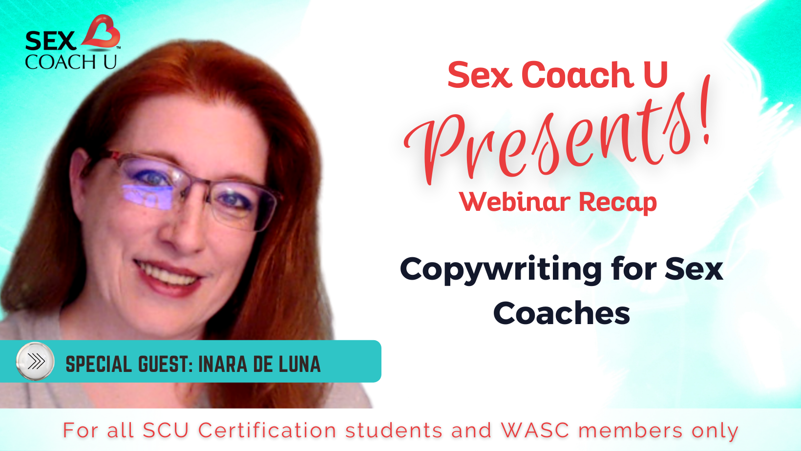 graphic depicting the webinar presentation about copywriting for sex coaches