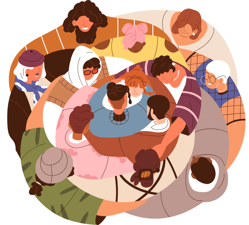 grouphug Group hug of a diverse group of people